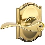 Schlage F51AACC605ADD F51A Accent 605 ADD Addison Deco Rose Entry Door Lock, Bright Brass by Schlage