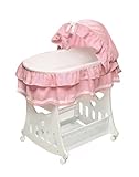 Badger Basket Portable Bassinet N Cradle with Toybox Base, Pink Waffle Ruffled by Badger Basket