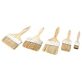 uxcell　ペイントブラシ　金属　剛毛　ウッド　シルバートーン　ウッドカラー　5個入り