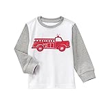 Gymboree Baby Toddler Boys' Fire Truck Raglan Graphic Tee White 12-18 [並行輸入品]