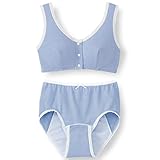 ハーフトップ＆産褥ショーツセット　　ブルー系ボーダー柄　サイズ:Ｌ