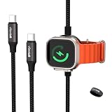 WiseeLAB 2in1 apple watch 充電器 & USB-C to USB-C充電ケーブル一体型 60W PD対応 急速充電ケーブル type-c 置くだけ充電 持ち運び便利 MacBook Air/iPad/iPhone 16/15シリーズ/Galaxy Androidその他機器対応 アップルウォッチ 充電器 全シリーズ対応 ナイロン編み 1.2m