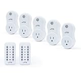 JTD ® 5 Pack Remote Control Outlet Switch 2nd Generation Energy Saving Auto-programmable Wireless El