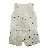 Smileベビー服 ベスト＋半パンツ2点セット キッズ 子供服　袖なしトップス 綿麻　通気性いい　発汗性いい 通学校 可愛いベビー服 通園　出産ギフト 誕生日祝い (80cm, ホワイト)