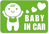imoninn BABY in car ステッカー　【マグネットタイプ】　No.10　赤ちゃん　（黄緑色）