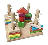 木のおもちゃ キッズ 知育玩具 はめこみ 形合わせ パズル 棒さし 幼児 (5本棒さし)
