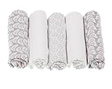 Motherhood 100 Percent Natural Cotton Muslin Wraps/Burp Cloths (Grey and Pink Birds, 5-Piece) by Mot