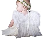 FashionWings ( TM )ホワイトコスチュームフェザーエンジェルWings For Babies 6 – 12 Months。ボーナスポスターフレーム。