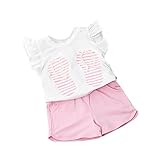 Cutelove 子供服 Tシャツ Tシャツ＆パンツ 上下セット 可愛い スリッパ柄 フライ袖 ショートパンツ 女の子 赤ちゃん 夏 カジュアル