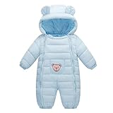 Hzjundasi 赤ちゃん 男の子 女の子 ベア 印刷 ジャンプスーツ 幼児 ロンパース フード付き 防寒 カバーオール 長袖 パーカー 秋冬 アウターウェア 出産祝い 衣装