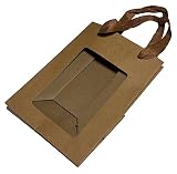 [Natura Style] 中身が見える 手さげ袋 ギフトバッグ ショッピングバッグ 紙袋 (小, クラフト、20袋セット)