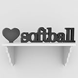 ChalkTalkSPORTSソフトボール木製Words |棚とデスク飾り|木製サイン Love Softball sb-01299
