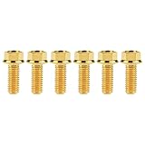 Ruifu M6 オートバイ 小さい頭フランジ 六角ボルト 15 20 25 30 35 40 45 50 55 60 65 70 75 80 90 mm ピッチ 1.0mm 6個入り (M6x15mm, ゴールド)