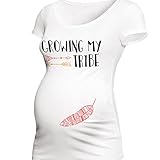 Growing My Tribe – 半袖Mommy To Beマタニティシャツ US サイズ: M カラー: ホワイト