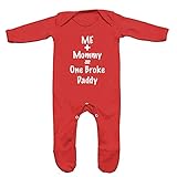 (フロソ) FLOSO 赤ちゃん・ベビー用 Me Plus Mommy Equals One Broke Daddyプリント 長袖ロンパース ボディースーツ オールインワン スリープスーツ (6-12