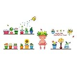 DealMuxじょうろ花柄の粘着リムーバブルウォールステッカーペーパー壁画飾り