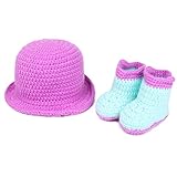 Zhhlinyuan Fashion Handmade Knit Infant Shoes Hat Set Photography Photo Prop 2171