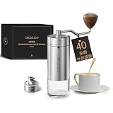 CIRCLE JOY コーヒーミル 手動 CNCステンレス鋼円錐形バリ 40段階外部調整 ダブルベアリングの 位置決め 容量30グラム 携帯性に優れ お手入れ簡単 ステンレス製コーヒーグラインダー エスプレッソ フレンチプレス プールオーバー対応 ステンレス