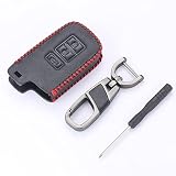 BKY トヨタ 専用 スマートキーケース 革製 ベージュ ハリアー カムリ 新型ランドクルーザー200系 クラウン RAV4適用キーカバー (ブラック)