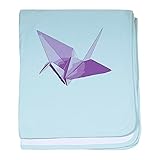 CafePress – Lucky Origami Craneパープル – スーパーソフトベビー毛布、新生児おくるみ ブルー 070086491425CD2