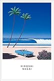 トライエックス ポスター 永井博/BLUE CAR AND THE BEACH+アルミフレームホワイト・セット 92×61.5cm TX-1856W 日本製