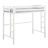 WE Furniture Murdock Metal Loft Bed, Twin, White [並行輸入品]