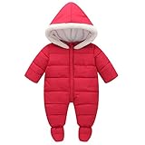 KINDOYO 新生児 子供たちダウンジャケットワンピース 冬 ラブリー ベビー カバーオール アニマル ロンパース 男女ユニセックス 寝間着 厚い シャム フード付き ボディスーツ , レッド