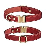 犬 首輪 革 犬の首輪 柔らかい 調節可能 小型犬 中型犬 大型犬 犬用品 おしゃれ 通気性 かわいい (赤, S)