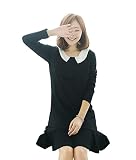 （ UN ANANAS ）エレガント お宮参り 食事会 ワンピース 長袖 女性 レディース マタニティ 授乳 服 産前産後 （ブラックＦ）