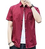 [Amyni] シャツ 半袖 メンズ レッドステッチ オックスフォードシャツ カジュアル スポーツ 長袖 オシャレ 無地 夏服