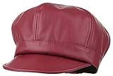 GEMVIE キッズ ベレー帽 PUレザー キャップ ハンチング 無地 女の子 男の子 子ども ハット ユニセックス 柔らかい 帽子 キャスケット 秋冬 ワインレッド