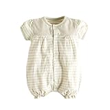 Ainial　ロンパース　新生児　半袖　夏　前開き　ベビー服　カバーオール　赤ちゃん　男の子　女の子　ボーダー柄　可愛い　オーガニックコットン　柔らかい　オールインワン　ボディースーツ　通気　快適　プ