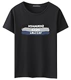 【Smile LaLa】 メンズ レディース ユニセックス Tシャツ カットソー 英字 カジュアル 半袖 おしゃれ トップス 男性 女性 (ブラック, L)