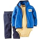 Carter's(カーターズ) ベビー フリースジャケット / ボディスーツ / ロングパンツ 3点セット (ブルー) Baby 3-Piece Cardigan Bodysuit & Pants S