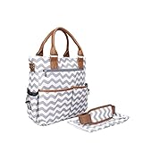 Buddy マザーズバッグ ショルダー 大容量 大きめ オムツ替えシート おしゃれ 2way トート ハンドバッグ 縞柄 (グレー) [並行輸入品]