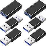 Xiatiaosann USB 3.0 カプラー アダプター、USB A メス - メス コンバーター、タイプ A オス - オス コネクター、USB A メス - オス ジェンダー コンバーター ブリッジ 延長 コネクター、6 個