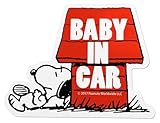スヌーピー カー用品 車用 ステッカー マグネット セーフティーサイン BABY IN THE CAR 大きい 目立つ かわいい SNOOPYハウス 16 x 12cm