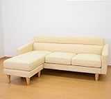 (DORIS)ソファー L型 【オリーブ ベージュ】 (KIC)