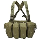 [Lakeruta] チェストリグ タクティカル ベスト サバゲー 中国軍 ベトナム戦争 ミリタリー マガジン ポーチ カモフラージュ グリーン (グリーン)
