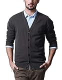 [Match マッチ] カーディガン メンズ ジャケット Vネック セーター コットン ニット シンプル 無地 綿 長袖 ボタン 春秋冬 ビジネス トップス カジュアル 大きいサイズ(L， ダークグレー)