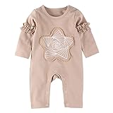 Baby Nest ベビー服 ロンパース カバーオール 星さま 男の子 女の子 長袖 コットン100% アプリコット 9-12M