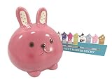 Adorable Bunny Savings Bank 4.5 " X 4 "ピンクでキュートな猫ページマーカーステッカー( Bundle of 2 )