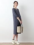 Angeliebe エンジェリーベ マタニティ ワンピース 授乳口付き ベア 天竺 パッド 付 ワンピ 妊婦服 産前 産後 長袖 (mutti Ei) L ブルー 21804 21804470