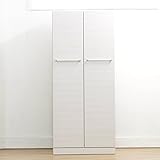 日本製 モダン 木目調 幅80cm ワードローブ 完成品 (ホワイト木目)