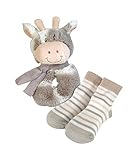 Stephan Baby Plush Ring Rattle and Striped Socks Gift Set, Giraffe, 6-12 Months by Stephan Baby