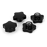 uxcell クランプノブ　スターノブクランプ 　M16 　メススレッド　ブラック　プラスチック　メタル　4個入り