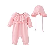 (プタス)Putars ベビー服 子供服 ロンパース 女の子 長袖 コットン タッセル付き 帽子付き 暖かい 可愛い 秋 冬 新生児 歩行服 出産お祝い 記念日 プレゼント 0-18ヶ月