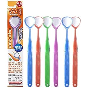 口臭ケア 舌ブラシ W-1(ダブルワン) 6本 舌磨き 舌クリーナー 口臭予防 口臭対策 歯科専売品