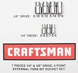 Craftsman 9-34570 External Torx Socket Set with 1/4 and 3/8-Inch Drive, 7-Piece by Builders World Wh