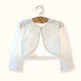 Candykids ボレロ カーディガン 子供 女の子 用 レース パール ピンク 白 キッズ 発表会入園 結婚 式 パーティー 等に 入園式 結婚式 パーティー (130cm, ホワイト2)